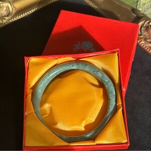 Vintage Green Jade Bangle in Red Gift Box